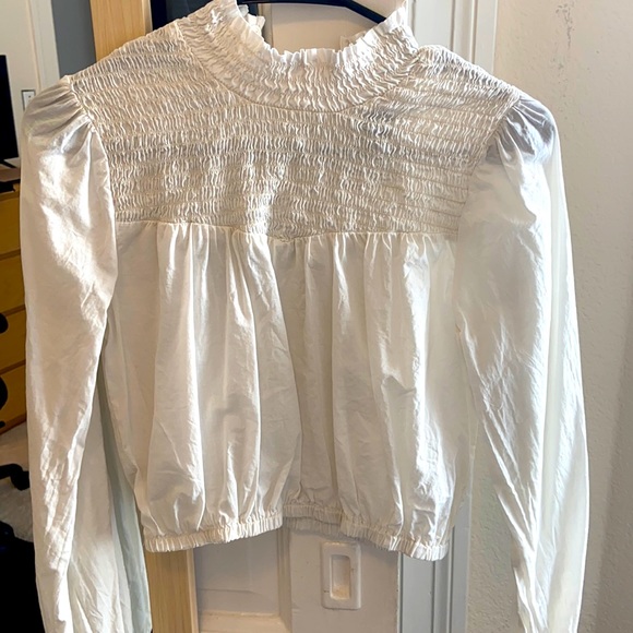 wild fable Tops - White cropped long sleeve top